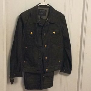 “Vintage” 90’s ?GUESS?🔻Black Metallic Gold Sheen Thread Jean Pants & Jacket Set